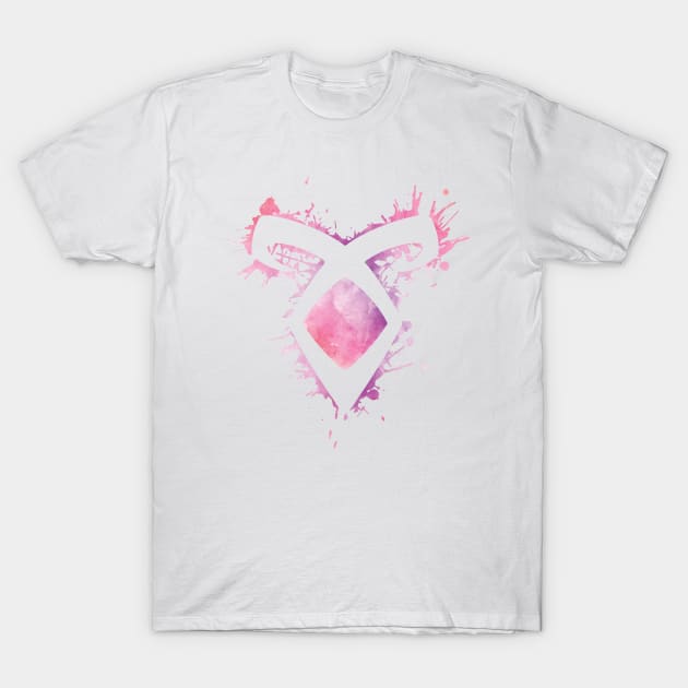 Shadowhunters rune / The Mortal Instruments - Angelic power rune voids and outline splashes (pink watercolour) - Clary, Alec, Izzy, Jace, Magnus - Malec T-Shirt by Vane22april